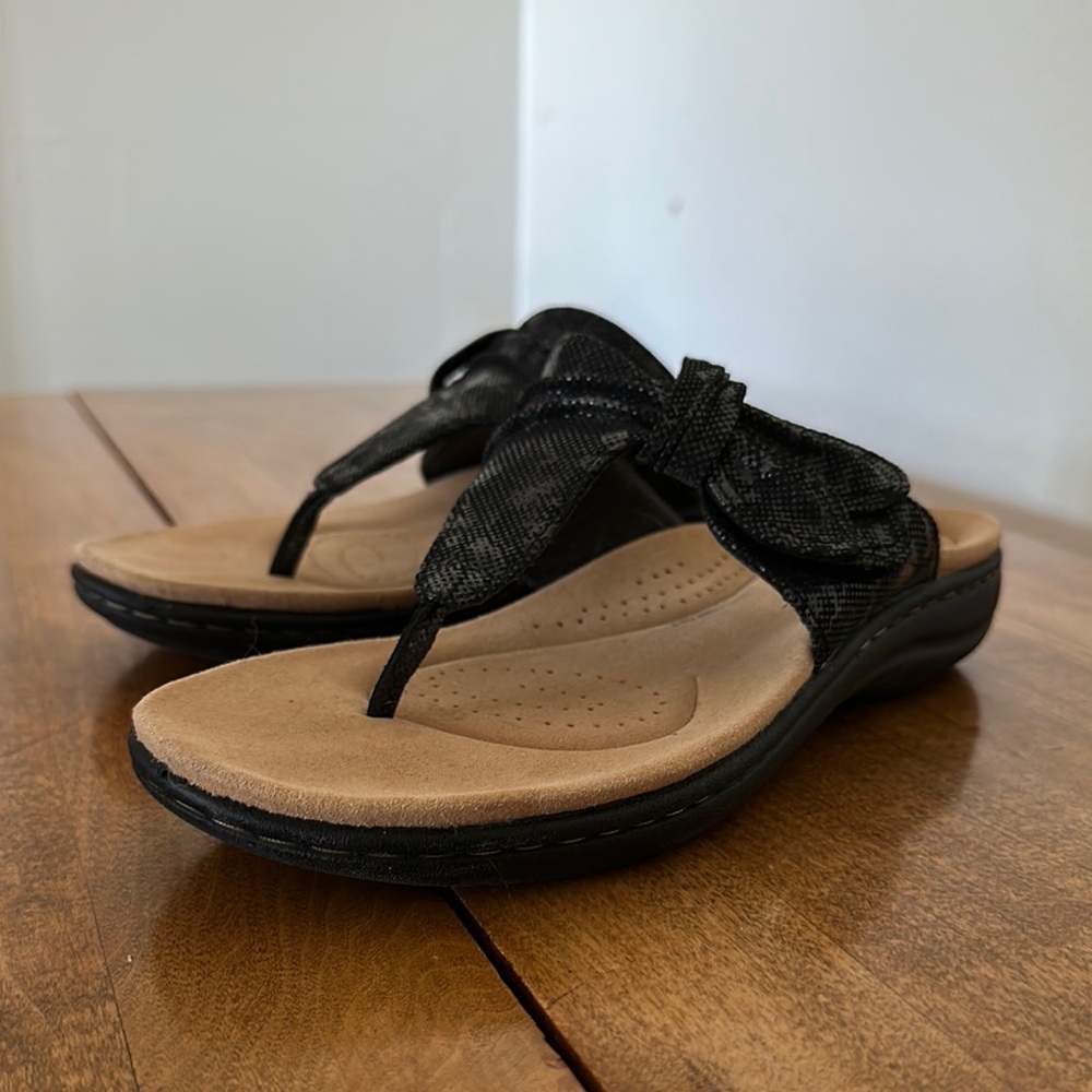 Clarks Black and Tan Women's Sandals